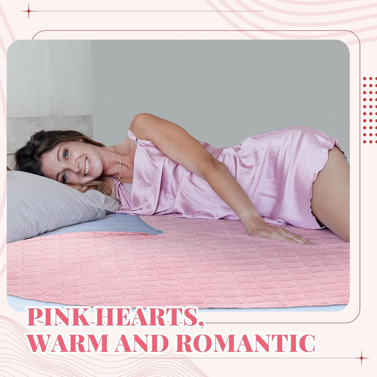 Waterproof Towel for Bed Couch Sofa 39 x 39 Inches Reusable Stainproof Heart Throw Blankets Cat Dog Leakproof Mat Incontinence Mattrass Protector Small Bed Sheets for Adult Couples(Pink)