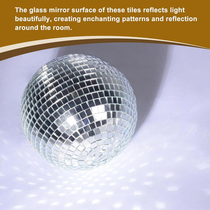 10800 PCS Glass Mirrors Disco Ball Tiles Self-Adhesive Pink Mirror Mosaic Tiles 5 x 5mm for Disco Ball, DIY Craft, KTV Decoration 18 Sheet