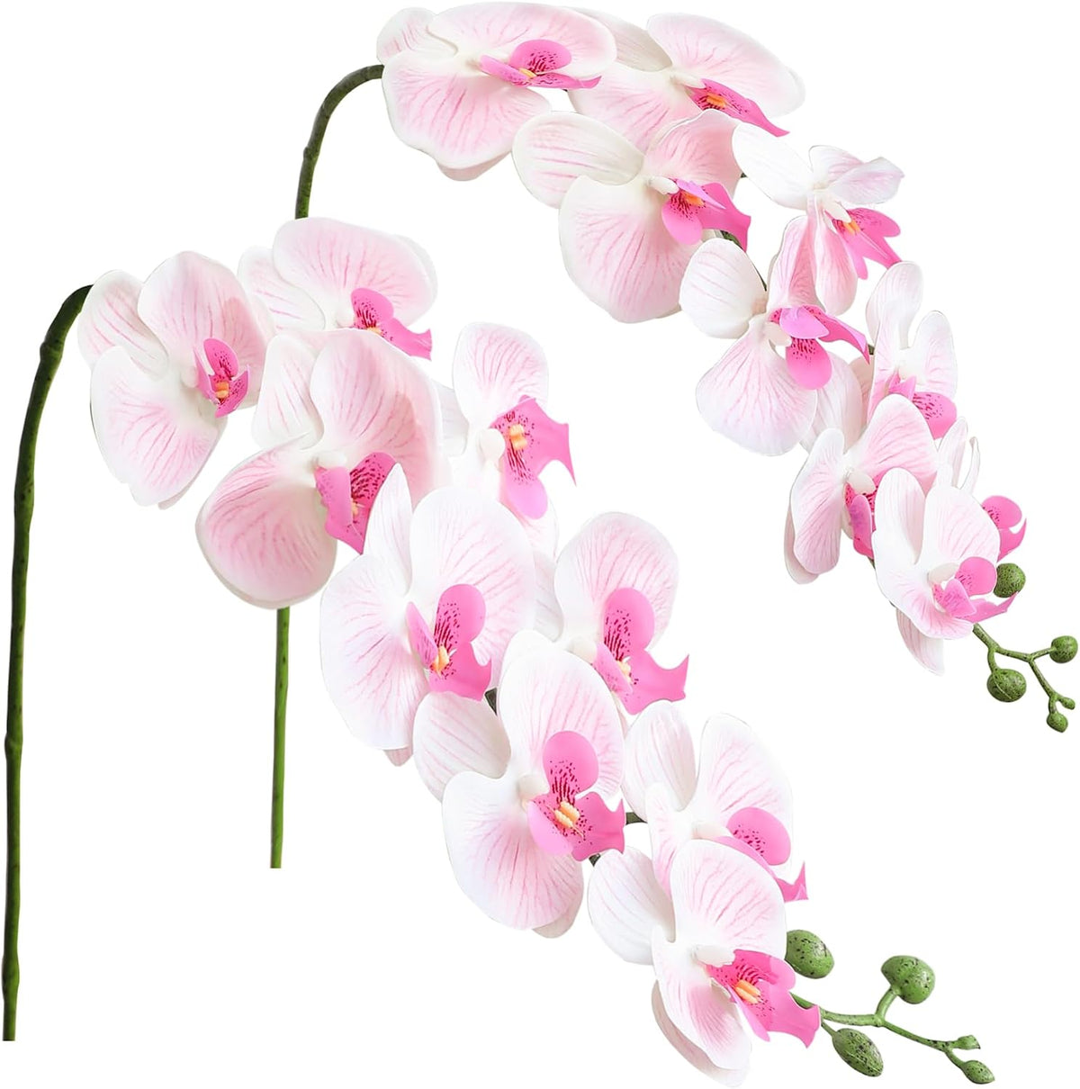 2pcs Faux Phalaenopsis Orchid Fake Artificial Flower with Stems, Real Touch Large Blooms 40 Inch for DIY Bouquets, Wedding Centerpieces & Home Decor, Pale Pink