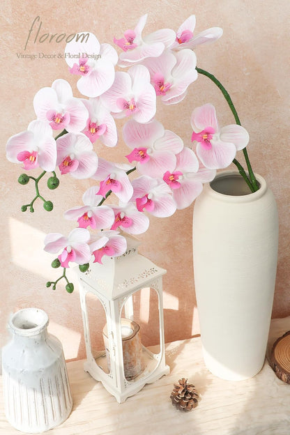 2pcs Faux Phalaenopsis Orchid Fake Artificial Flower with Stems, Real Touch Large Blooms 40 Inch for DIY Bouquets, Wedding Centerpieces & Home Decor, Pale Pink