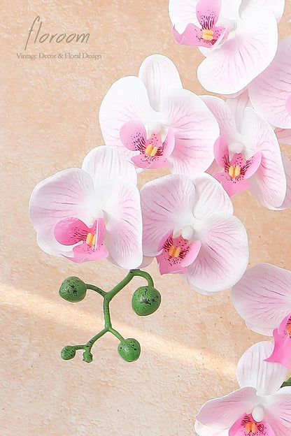 2pcs Faux Phalaenopsis Orchid Fake Artificial Flower with Stems, Real Touch Large Blooms 40 Inch for DIY Bouquets, Wedding Centerpieces & Home Decor, Pale Pink