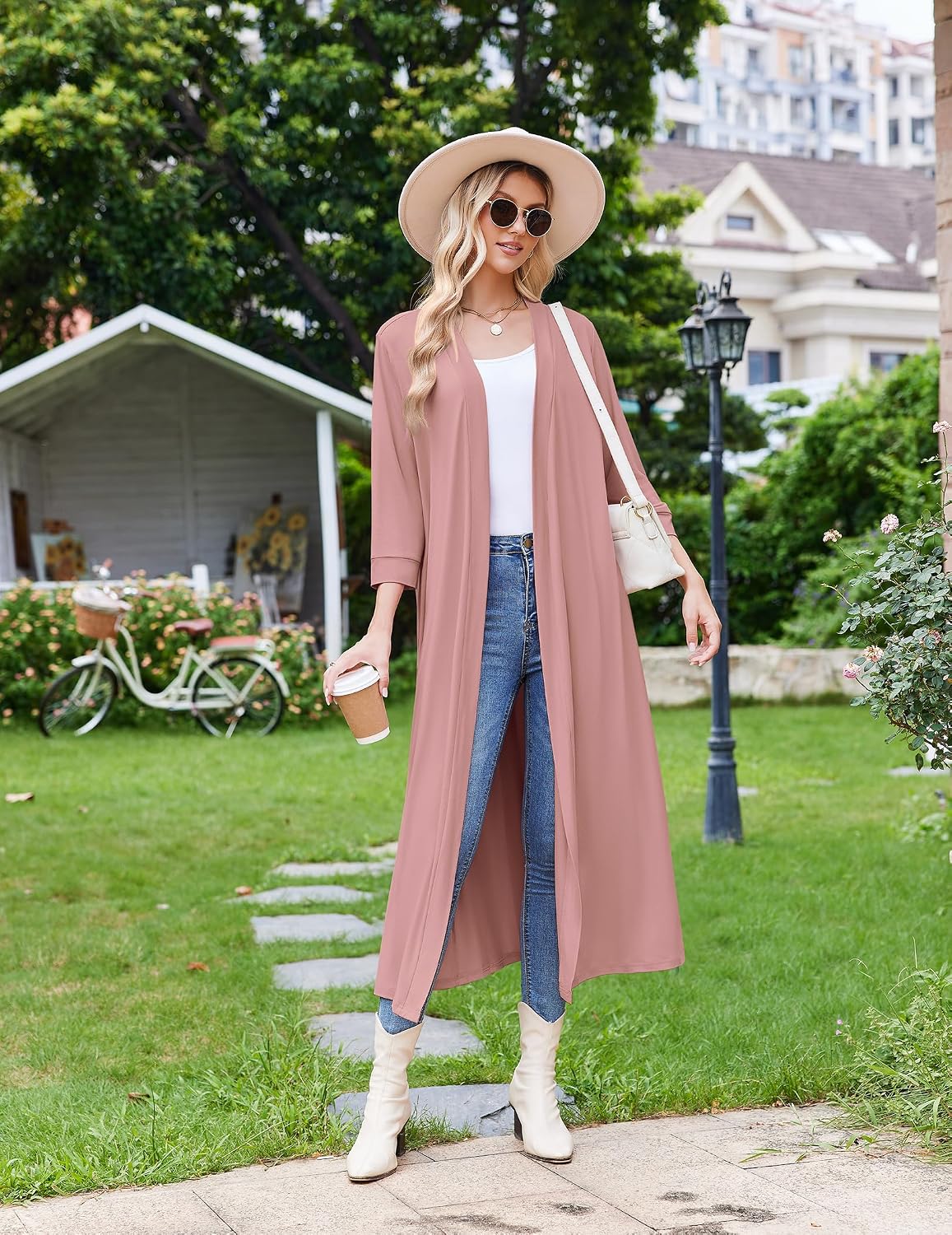 Women Robes Long Knit Bathrobe Soft Kimono Loungewear with Pockets