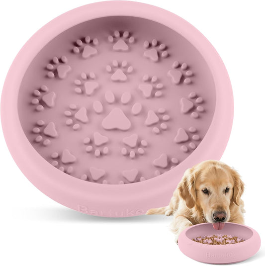 Silicone Dog Lick Bowl, Slow Feeder Dog Bowls with Strong Suction, Pink | 8.2"x2" BPA Free, Non-Slip Puzzle Dog Food Bowls, Anti-Choking Licking Freezer Treat Dispenser, Dishwasher Safe