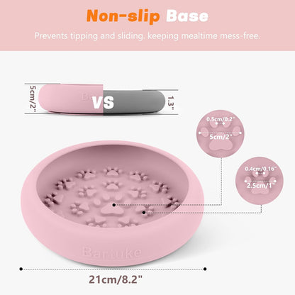 Silicone Dog Lick Bowl, Slow Feeder Dog Bowls with Strong Suction, Pink | 8.2"x2" BPA Free, Non-Slip Puzzle Dog Food Bowls, Anti-Choking Licking Freezer Treat Dispenser, Dishwasher Safe