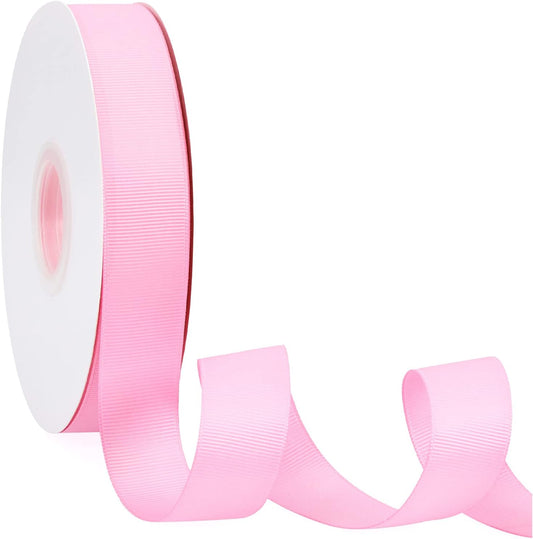 Peach Pink 1" X 50 Yards Solid Color Double Faced Grosgrain Ribbon for Gifts Wrapping, Wedding, Party, Crafts, Hair Bows, Flowers, Home DIY Decor