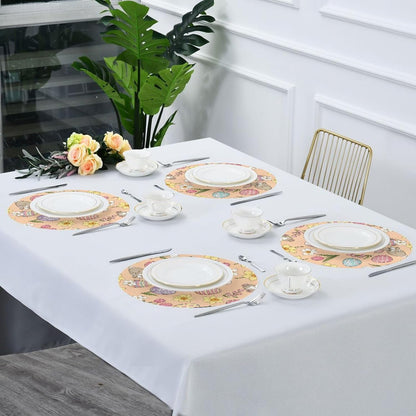 Easter Eggs Pattern Peach Place Mats Set of 6, 15 Inch Round Placemats Washable Non-Slip Table Mats for Kitchen Dining