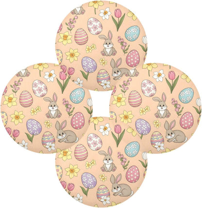 Easter Eggs Pattern Peach Place Mats Set of 6, 15 Inch Round Placemats Washable Non-Slip Table Mats for Kitchen Dining