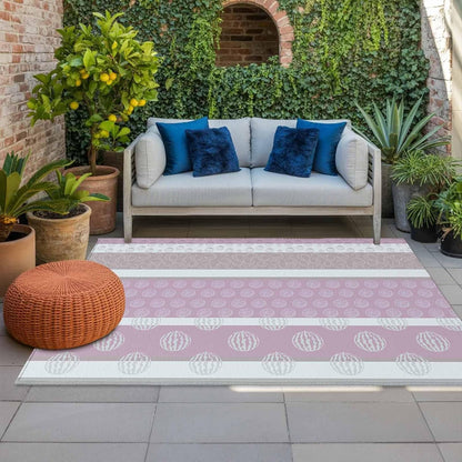 Farm Fruits Outdoor Rug, Watermelon Lemons Peach Pink Grey Striped Patio Rugs 5' x 8', Washable Rug Outdoor Area Rugs Large Floor Mats for Patio, Deck, Backyard