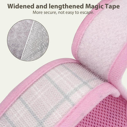AIITLE Plaid Breathable Rabbit Harness and Leash Set Escape Proof, Pink M
