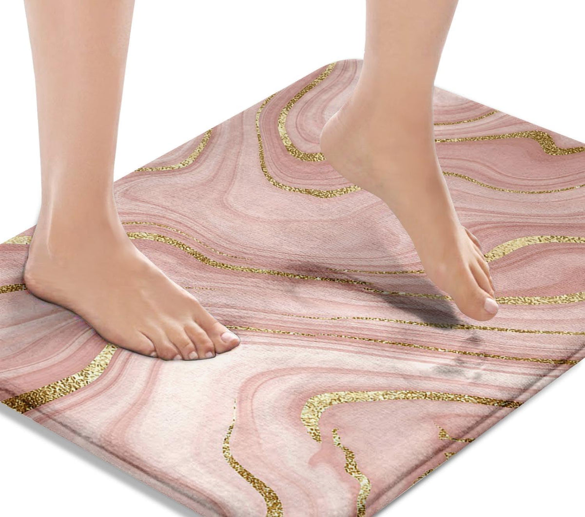 Bath Mat, Bathroom Rug, 16x24 Inch, Pink Marble