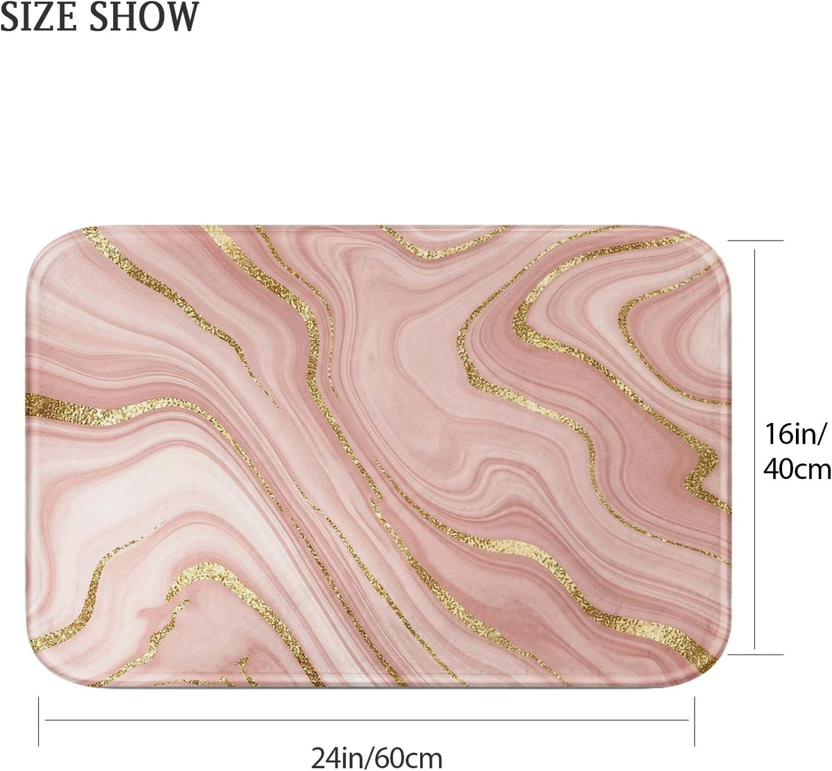 Bath Mat, Bathroom Rug, 16x24 Inch, Pink Marble