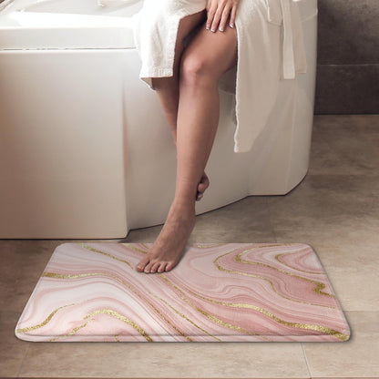 Bath Mat, Bathroom Rug, 16x24 Inch, Pink Marble