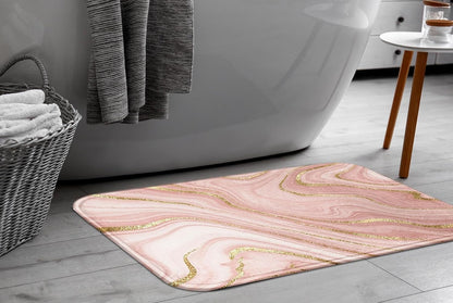 Bath Mat, Bathroom Rug, 16x24 Inch, Pink Marble