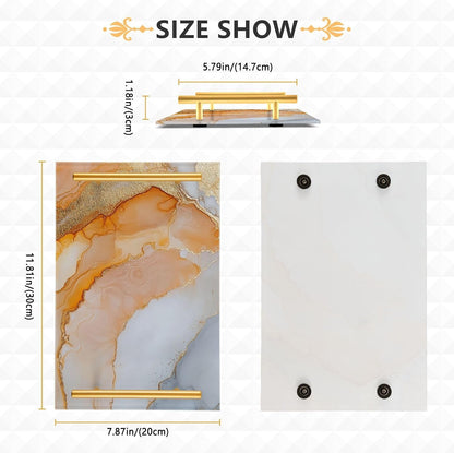 Marble White Peach Decorative Trays with Handles with Handles Trays for Eating On for Jewelry Perfume for Restaurant Serving charolas para comida