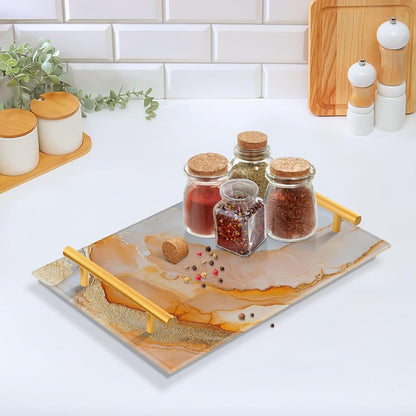 Marble White Peach Decorative Trays with Handles with Handles Trays for Eating On for Jewelry Perfume for Restaurant Serving charolas para comida