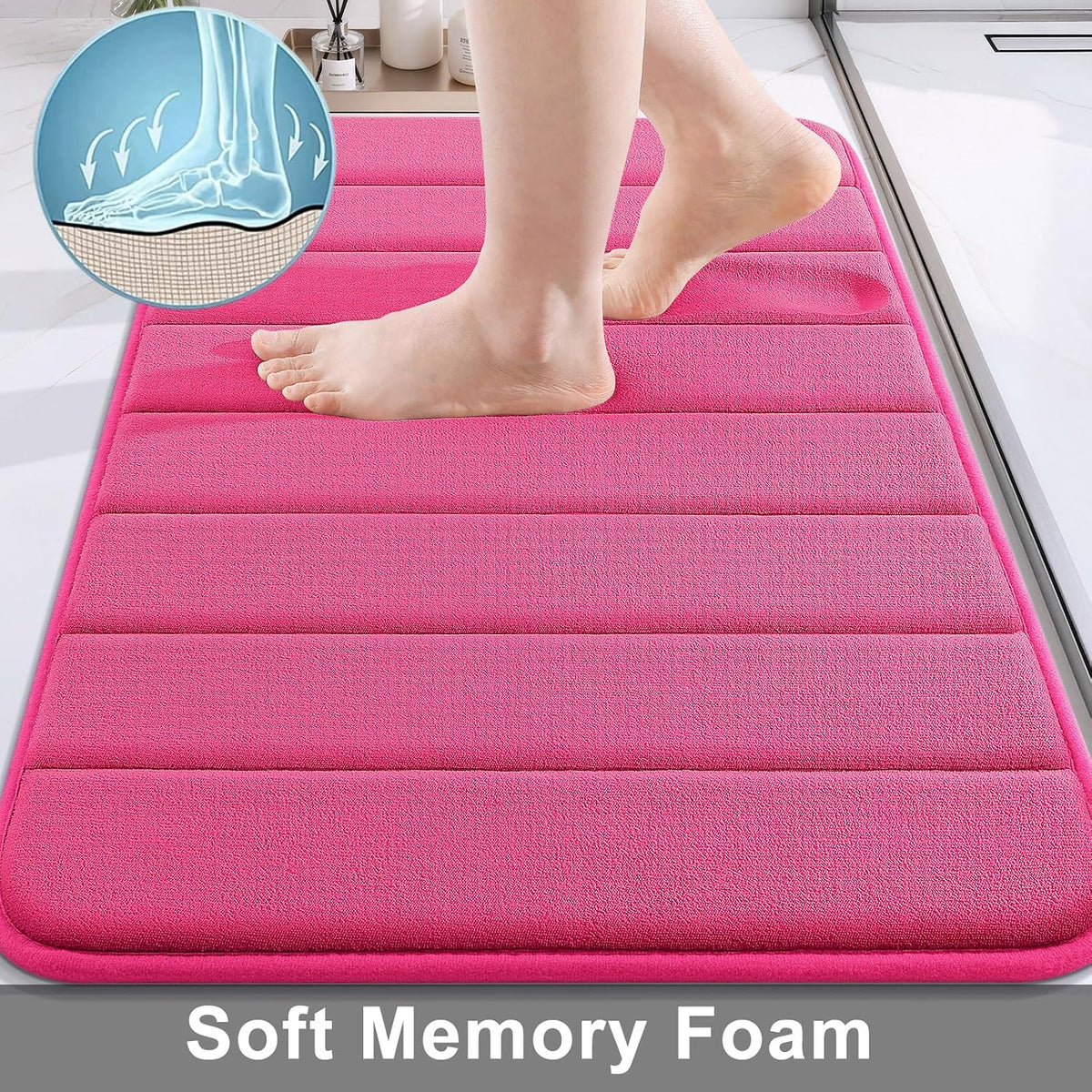 Memory Foam Bath Mat 24 x 16, Ultra Soft Absorbent Bathroom Rugs