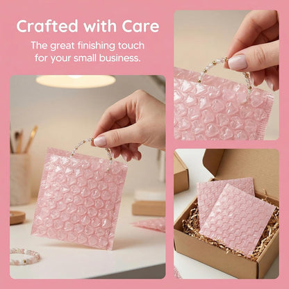 100x Love Bubble Bags Cushioning Packaging Bags Anti Static Thickening Foam Packing Bags Bubble Pouches for Shipping Storage, Pink, S