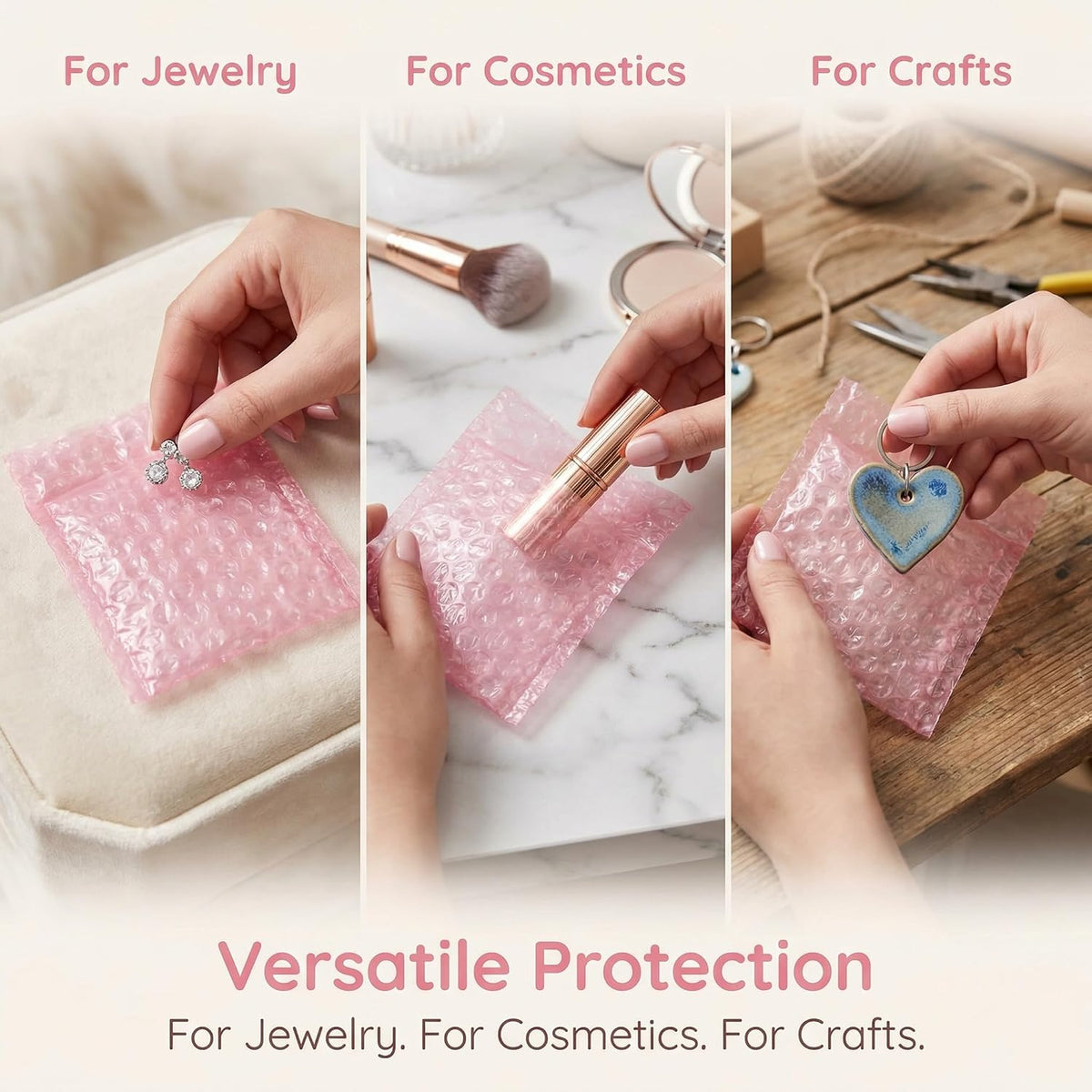 100x Love Bubble Bags Cushioning Packaging Bags Anti Static Thickening Foam Packing Bags Bubble Pouches for Shipping Storage, Pink, S