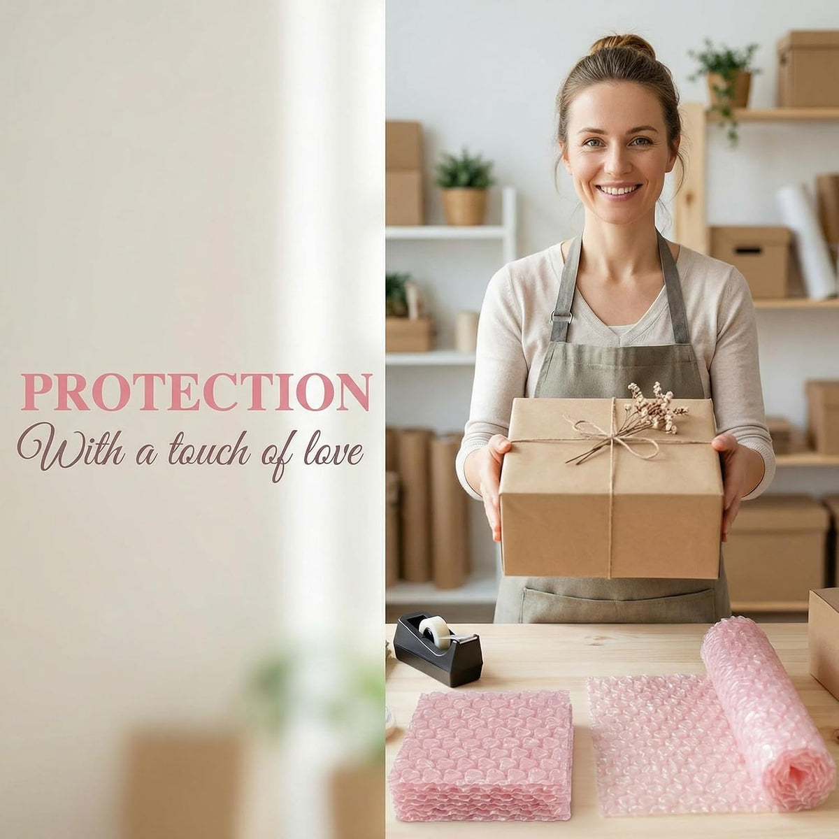 100x Love Bubble Bags Cushioning Packaging Bags Anti Static Thickening Foam Packing Bags Bubble Pouches for Shipping Storage, Pink, S
