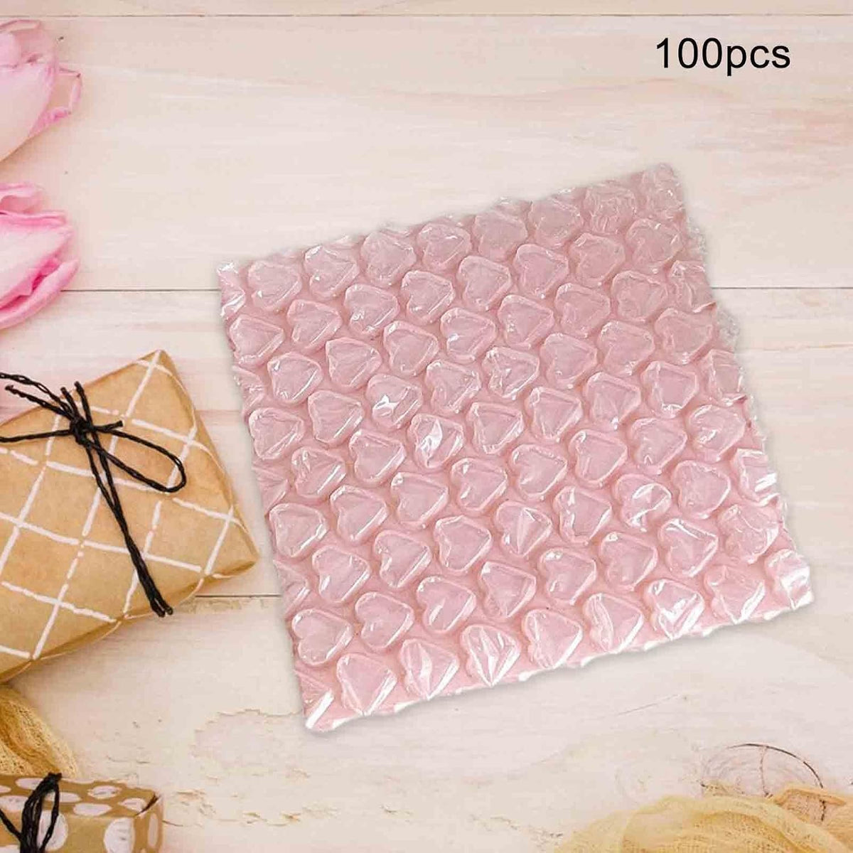 100x Love Bubble Bags Cushioning Packaging Bags Anti Static Thickening Foam Packing Bags Bubble Pouches for Shipping Storage, Pink, S