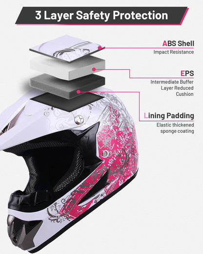 Youth Dirt Bike Helmet DOT Approved, Kids Full Face Motocross Helmet