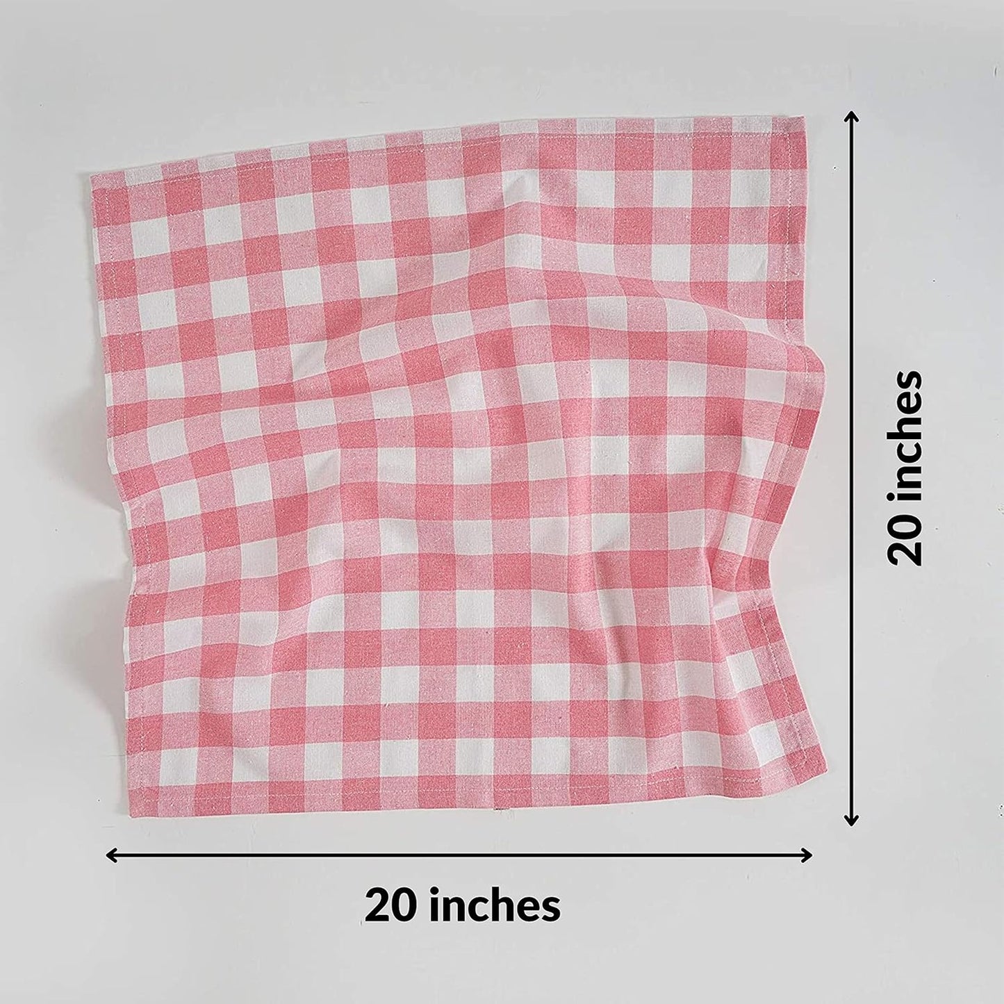 FINGERCRAFT Cloth Napkins, Everyday Use, Premium Quality, Cotton Buffalo Plaid, Set of 12, 20X20 Inch Oversized Napkins Cloth Mitered Corners, Soft, Durable Hotel Quality Pink White Checkered