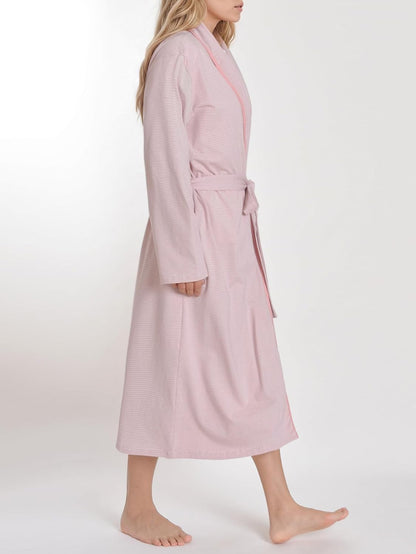 Women's Striped Cotton Robe Lightweight Long Bathrobe