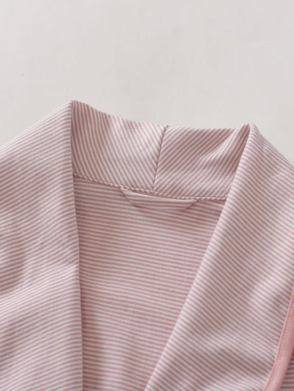 Women's Striped Cotton Robe Lightweight Long Bathrobe