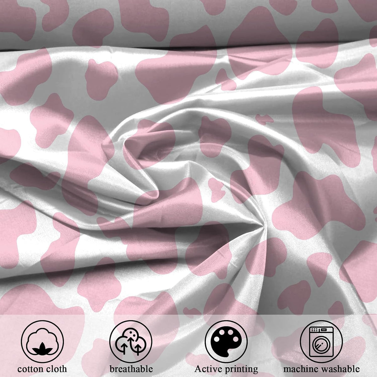 Microfiber Pillowcase 2PCS Set with Hidden Zipper,Soft and Comfortable Fabric Pillow Cases,Lightweight and Breathable,Easy to Clean (L35-Pink-Cow)