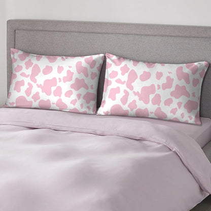 Microfiber Pillowcase 2PCS Set with Hidden Zipper,Soft and Comfortable Fabric Pillow Cases,Lightweight and Breathable,Easy to Clean (L35-Pink-Cow)