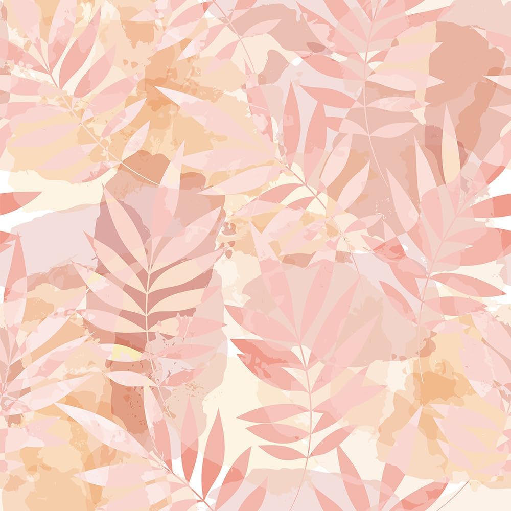 Boho Pink Tropical Plants Leaf Peel and Stick Wallpaper Easy Peel Off Stick on Adhesive Waterproof Wall Paper for Renter