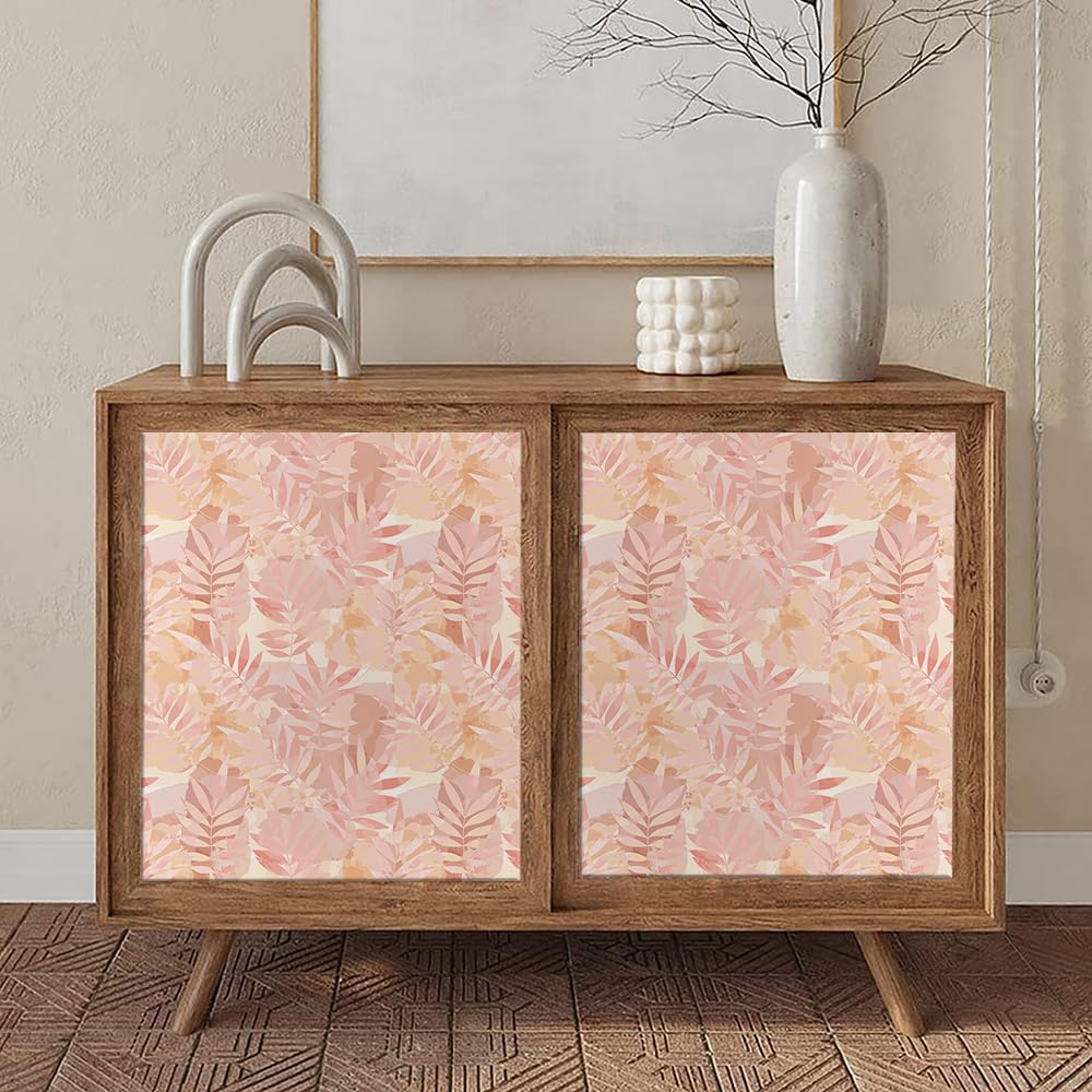 Boho Pink Tropical Plants Leaf Peel and Stick Wallpaper Easy Peel Off Stick on Adhesive Waterproof Wall Paper for Renter