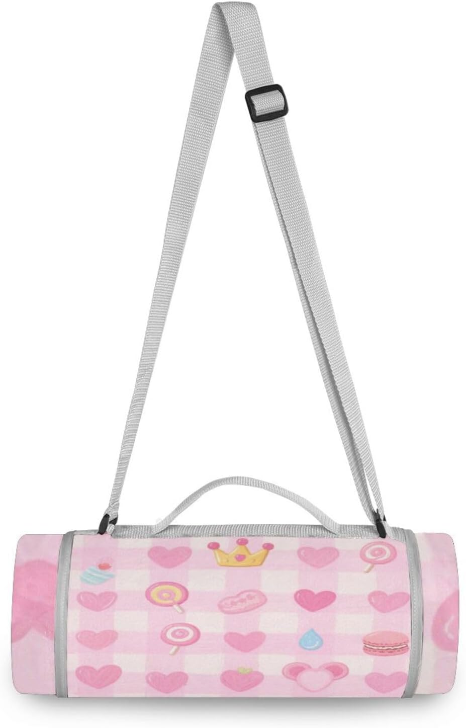 Round Lake Day Essentials - Fits 2 Adults, Summer Accessories Water-Resistant Waterproof Blanket Dual Layer, Sand-Free, Soft Throw Rug 58 in (Cute Pink Sweet Character Lines)