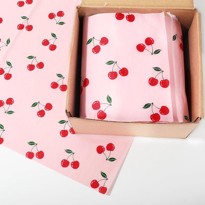 100 Sheets Cherry Tissue Paper Pink Gift Wrapping Paper Summer Fruit Decorative Art Tissue for DIY Crafts Small Business Birthday Party Decor, 14 x 20 Inch