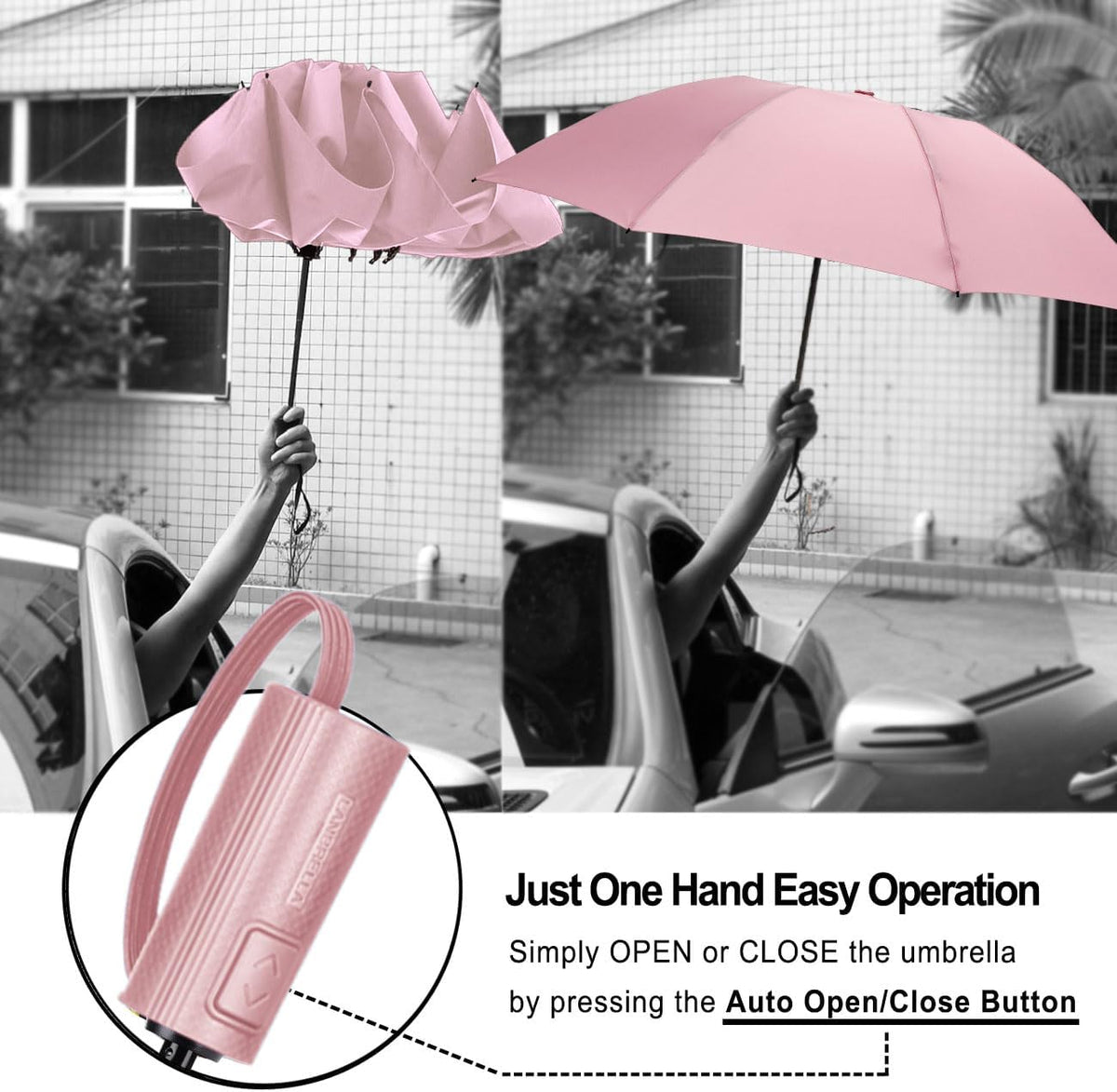 Compact Reverse Folding Umbrella Auto Windproof Travel Umbrella