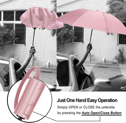 Compact Reverse Folding Umbrella Auto Windproof Travel Umbrella