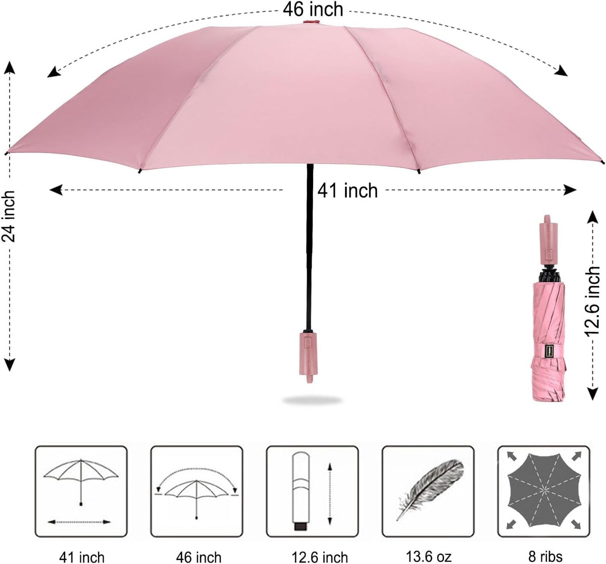 Compact Reverse Folding Umbrella Auto Windproof Travel Umbrella