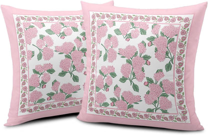 Hydrangea Pillow Covers 18x18 Set of 2 Pink Floral Throw Pillow Covers Spring Summer Decoarative Pillow Case Double Sided Printing Cushion Case for Couch Sofa Home