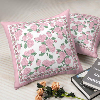 Hydrangea Pillow Covers 18x18 Set of 2 Pink Floral Throw Pillow Covers Spring Summer Decoarative Pillow Case Double Sided Printing Cushion Case for Couch Sofa Home