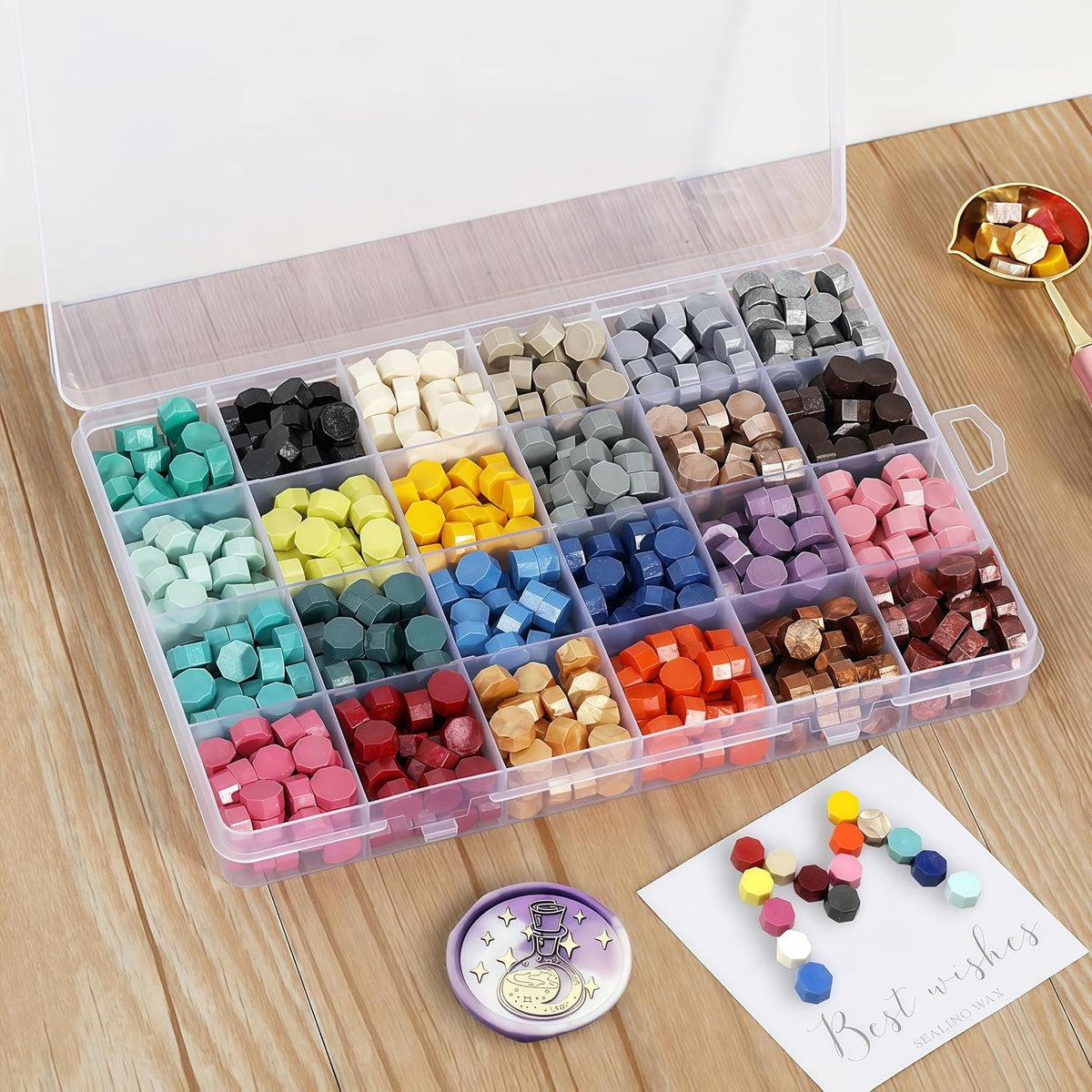 732 Pcs Wax Seal Stamp Kit Electric Wax Seal Warmer, 24 Colors