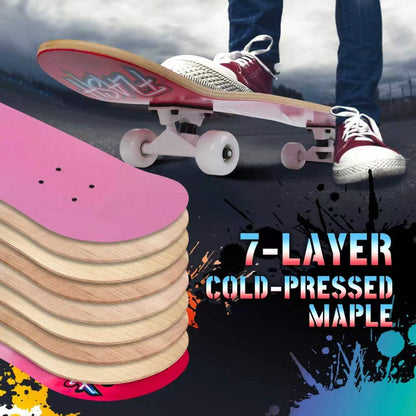 Pro Complete Skateboards for Beginners Girls Boys Kids Youths Teens Adults 31"x8" Skate Boards 7 Layers Canadian Maple Double Kick Deck Concave Longboard
