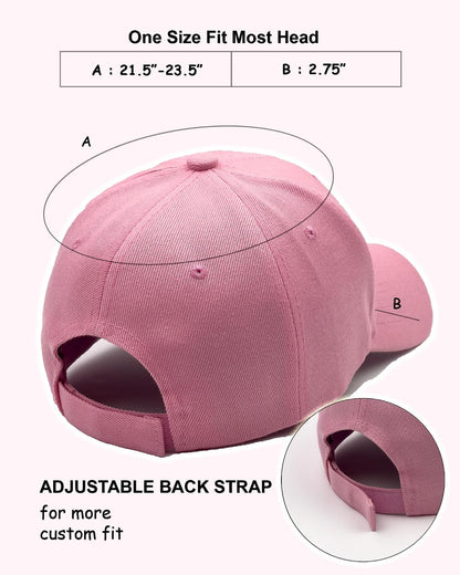 Structured Baseball Cap with Adjustable Closure - Performance Hat for Outdoor Activities (1pc Light Pink)