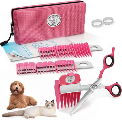 Silent Pet Grooming Kit for Dog, Cat and All Pet Grooming - A Quiet Alternative to Electric Clippers for Sensitive Pets (Right-Handed Pink)