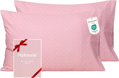 Ultra Soft Set of 2 Polka Dot Pink Standard Size Pillow Case,20x26