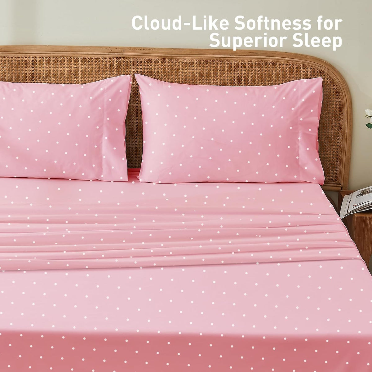 Ultra Soft Set of 2 Polka Dot Pink Standard Size Pillow Case,20x26