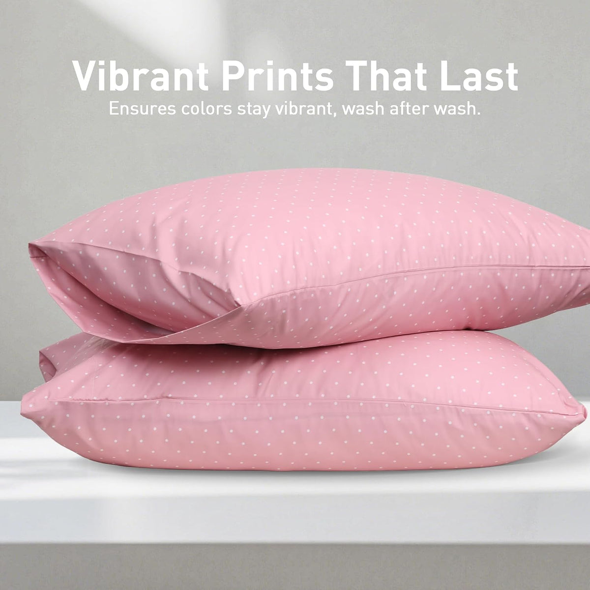 Ultra Soft Set of 2 Polka Dot Pink Standard Size Pillow Case,20x26