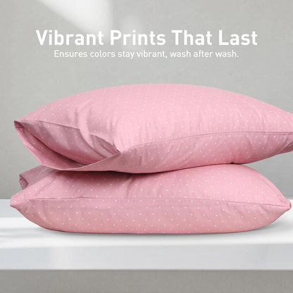 Ultra Soft Set of 2 Polka Dot Pink Standard Size Pillow Case,20x26