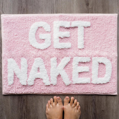 Get Naked Bath Mat Funny Cute Bathroom Rugs Get Naked Rug Shower Funny Bathroom Decor Fun Cute Bath Mat Non-Slip Washable College Light Pink White 17x24