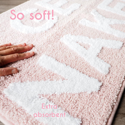 Get Naked Bath Mat Funny Cute Bathroom Rugs Get Naked Rug Shower Funny Bathroom Decor Fun Cute Bath Mat Non-Slip Washable College Light Pink White 17x24