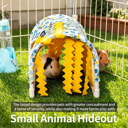 Guinea Pig Hideout No Bottom Guinea Pig Bed Easy to Clean Rabbit Hideout Bunny Beds - Small Animal Indoor Habitat for Chinchilla Ferret Hedgehog Flower-Branch Mouse (Pink Flower)